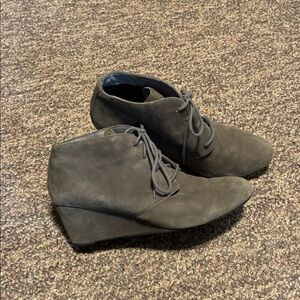 Vionic Gray Wedge Suede Ankle Boots